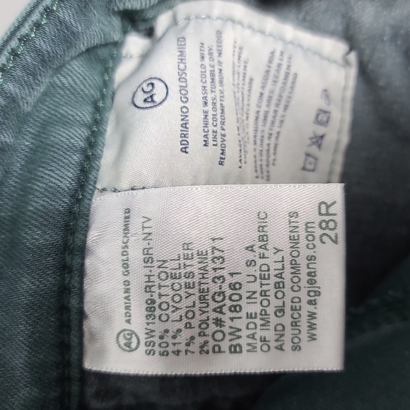 AG ADRIANO GOLDSCHMIED The Legging Ankle Super Skinny Green Jeans Size 28 R - Picture 4 of 16